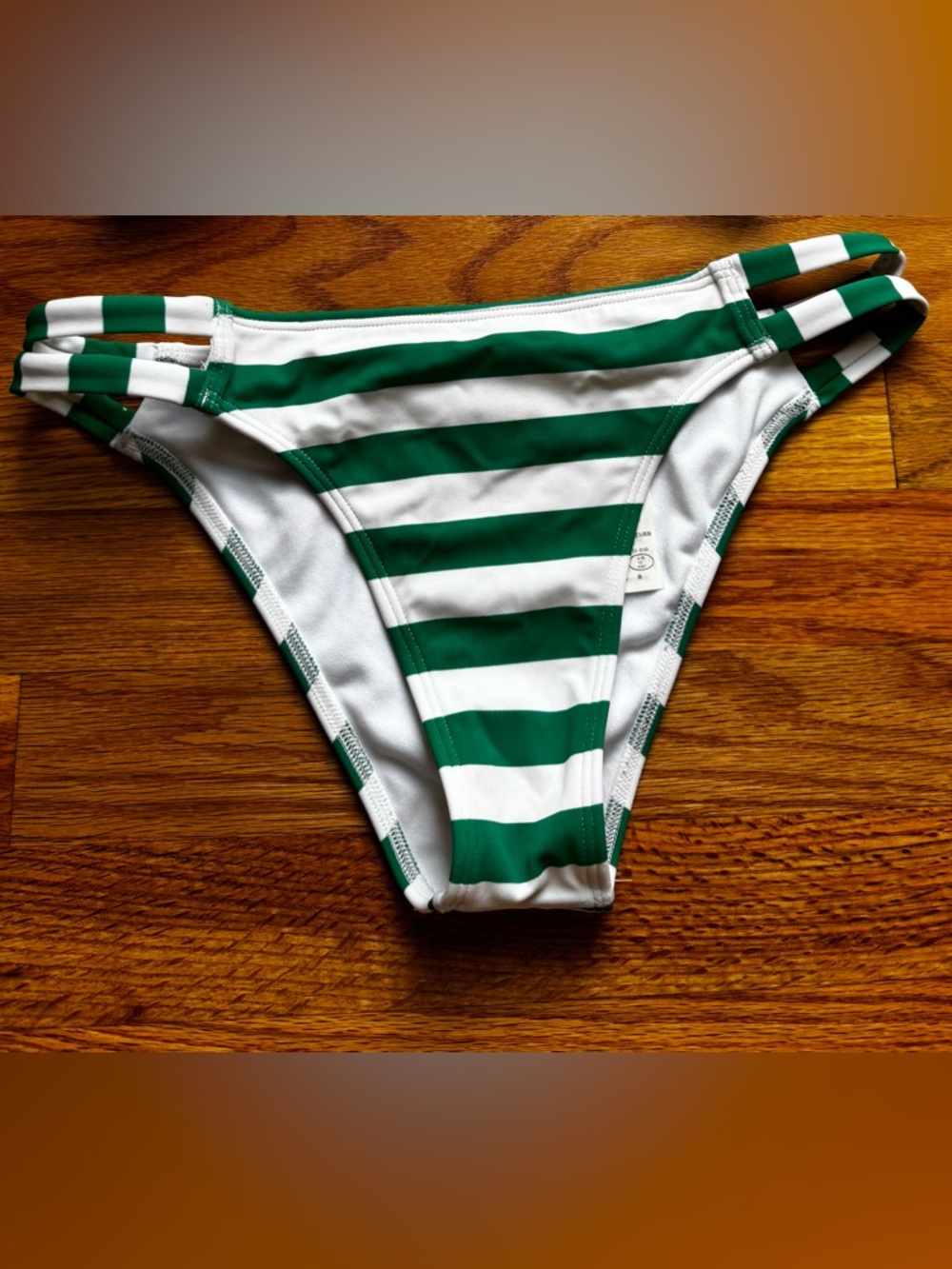 Abercrombie & Fitch Green and White Striped Bikini Bottom